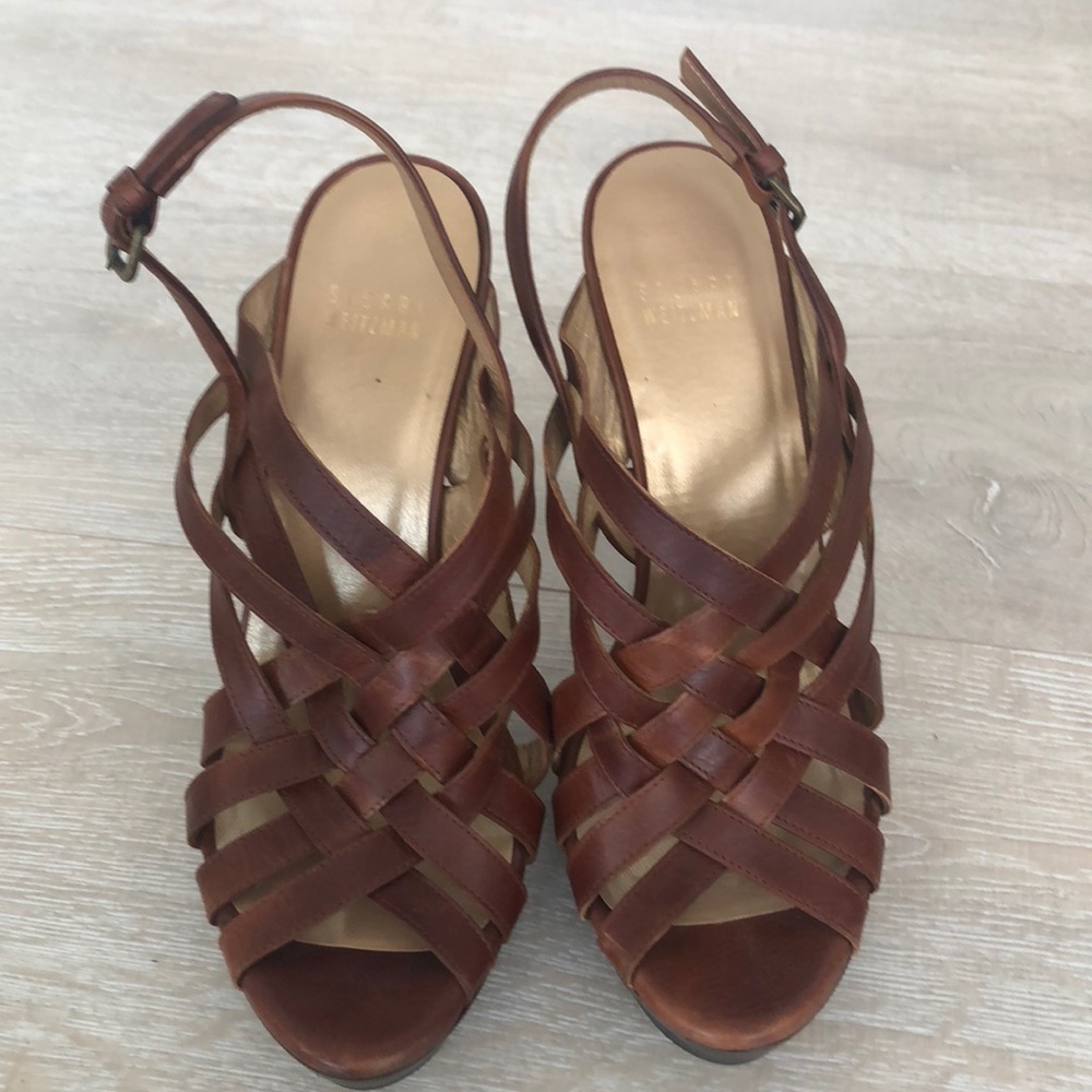 Stuart Weitzman Women's Brown Strappy High-Heel Sandals - Picture 3 of 6